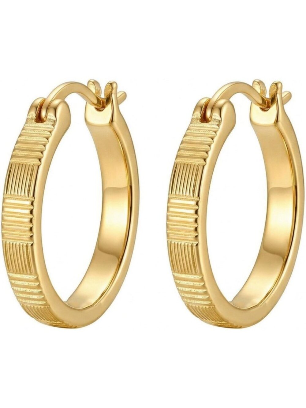 Trendy 14K Gold Hoop Earrings for Women | 20mm Huggie Hoops with Twisted Beaded
